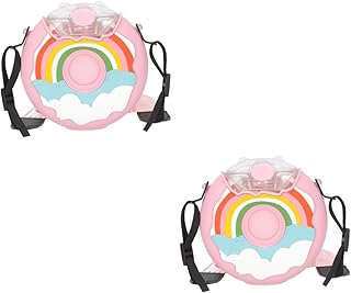 ABOOFAN 2 Pçs Copo De Donut Copo De Palha De Silicone Garrafas De Água De Plástico Para Crianças Palha Copo Com Canudinho Para Bebê Crianças Copo De Água Portátil Jarro De Água Jarro De