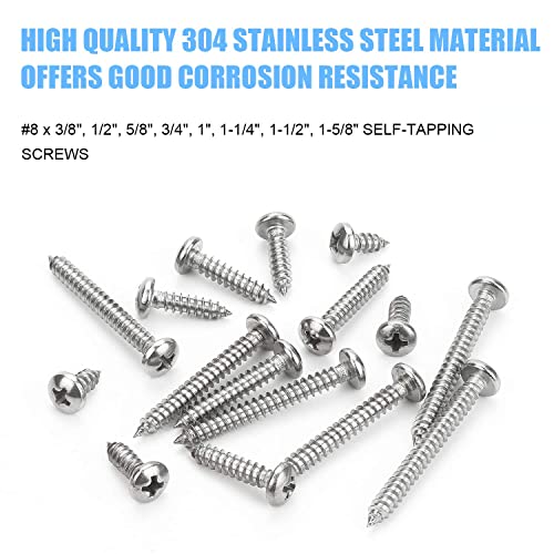 Kit de 200 Tornillos Autoperforantes Acero Inoxidable #8 miniatura 2