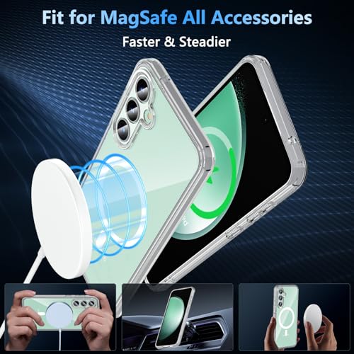 Image of OWKEY Design for Galaxy S23 FE Case 6.4'', Magnetic Galaxy S23 FE Case for Magsafe with Screen Protector [Military-Grade Protection] Shockproof Phone Case S23 fe Slim Protective case S23 FE 5G, Clear