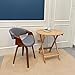 Modern Dining Chair with Curved Back - Mid Century Design, Linen Fabric Upholstered Seat & Back (Grey)