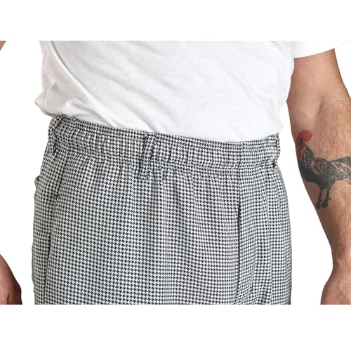 Mercer Culinary M61051HTM Genesis Men's Chef Cargo Pant in Hounds Tooth, Medium, Black/White4