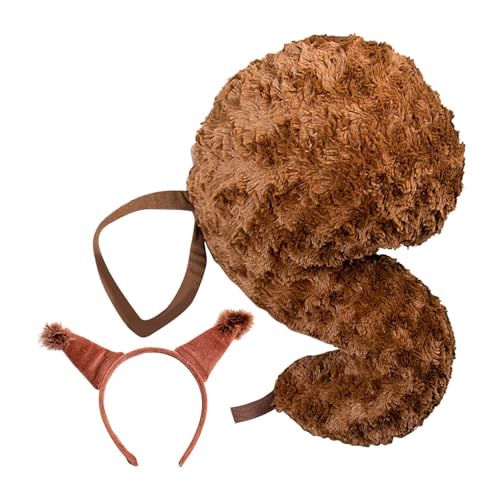 Conjunto de disfraces de ardilla con orejas y cola de peluche para cosplay de animales, disfraz de Halloween para niños y niñas | Conjunto de orejas y cola de ardilla como Accesso