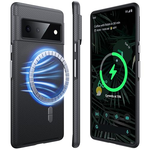 NJROW Magnética Fuerte Funda para Google Pixel 6 Pro Compatible con mag-Safe [Actualizada a 2024] [Doble Capa Resistente][a Prueba de Golpes Militares]para Google Pixel 6 Pro Case Delgada,Negro
