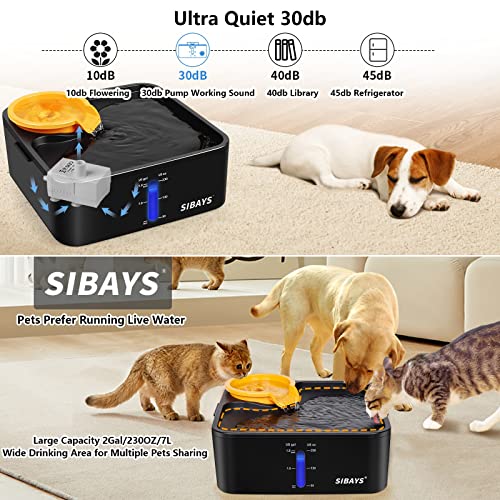 Sibays SIFS55OR Dog Water Fountain For Large Dogs,1.8Gal Water Bowl Dispenser thumb #2