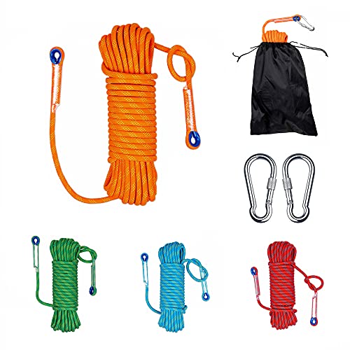 MYB MARKYANBO 10MM/64ft Outdoor Climbing Rope, Static Rock Climbing Rope, Escape Rope Ice Climbing Equipment Fire Rescue Parachute Rope(Orange,64ft)