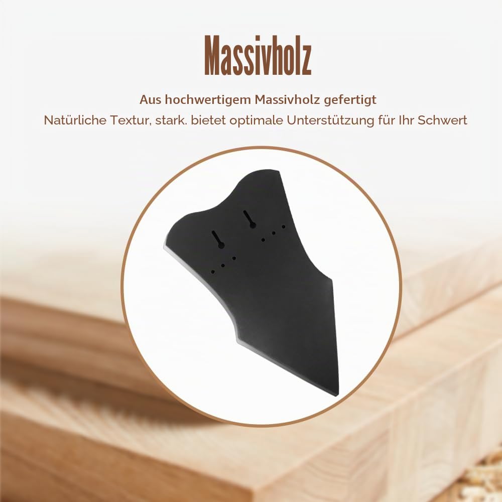 DONGKER Schwerthalter, 1 Stuck Holz Wandhalterung für Schwerter, Massivholz Schwertständer mit Haken und Schrauben für Bogen, mittelalterliches Schwert, Dolch, Axt (ohne Schwert)