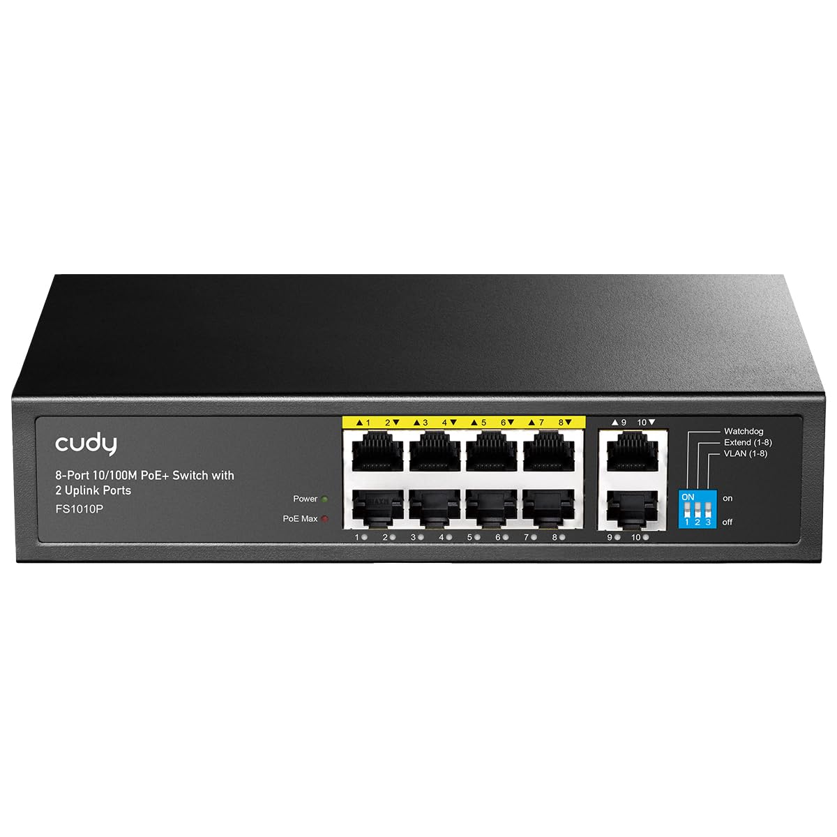 Cudy FS1010P Switch Ethernet 8+2 Porte Poe+ 120W, 8 Porte 10/100Mbps Poe+, Switch Unmanaged, Cctv/Vlan, No Alimentazione Aggiuntiva, 802.3Af/At, Versione Rack In Metallo-image