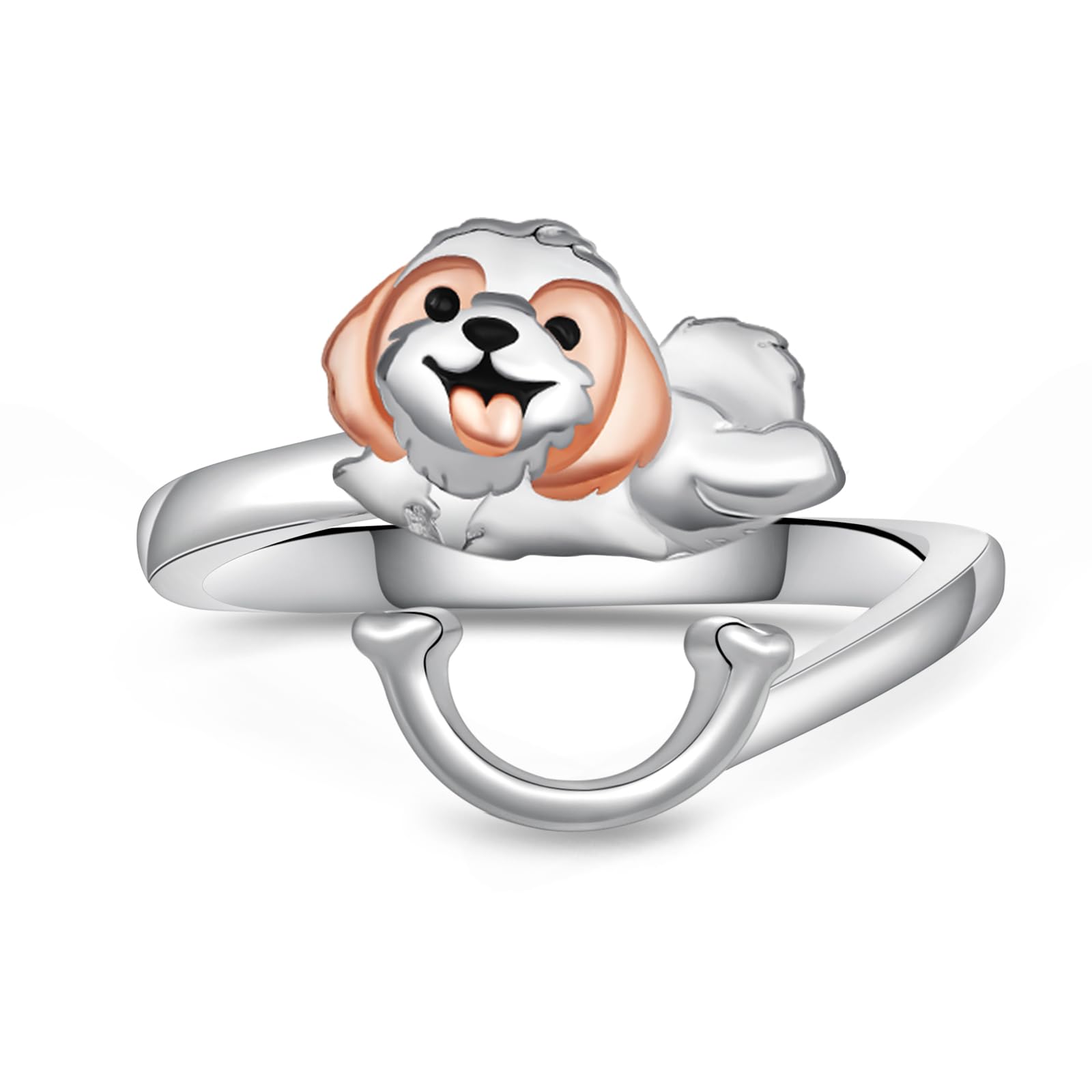 Daixiya Shih Tzu Rings 925 Sterling Silver Cute Dog Rings Shih Tzu Dog Jewelry Gifts for Women