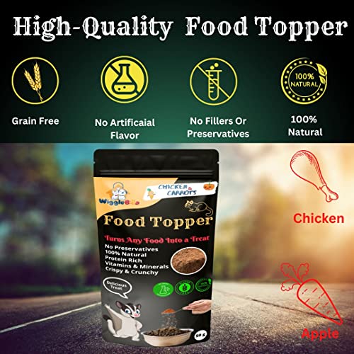 WiggleBoo Magical Sugar Glider Food Topper,All Life Stages,Powder | Joy of Best Taste | Chicken & Carrot Flavour | Grain Free & Protein Rich | Anti Oxident | 50 Gm
