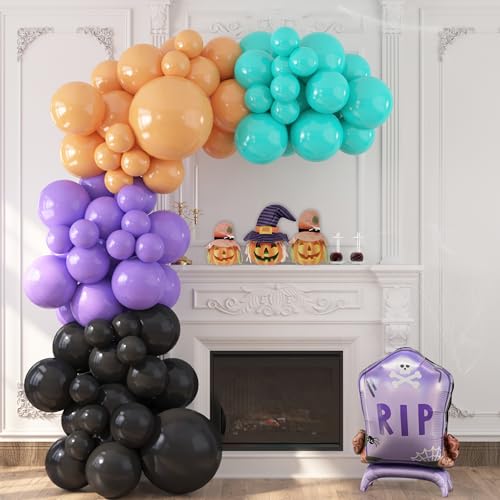 HOUSE OF PARTY Halloween Balloon Arch Kit – 5/10/12/18 Inch Black...