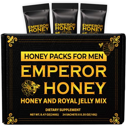 Halal Honey Extra Strength For Men Raw Organic Honey with Premium Natural Royal Jelly Bee Pollen & 100% Pure (Large Pack of 24 Honey Packets)