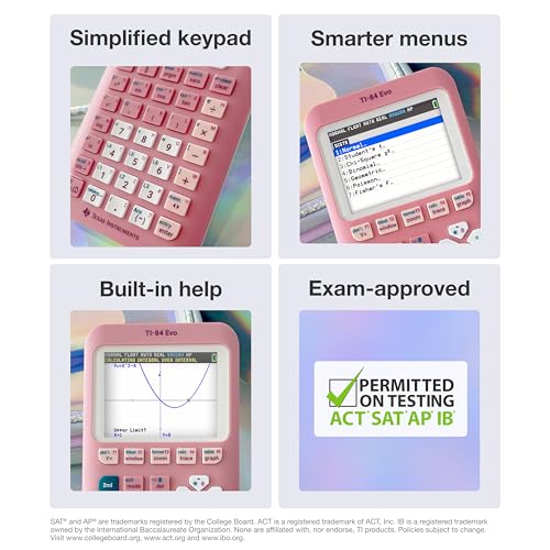 Image of TI-84 Evo Graphing Calculator Texas Instruments, Pink | Intuitive Icon-based Homescreen, USB-C Charging, Python Programming, Faster Performance, Bigger Graphs than TI-84 Plus CE
