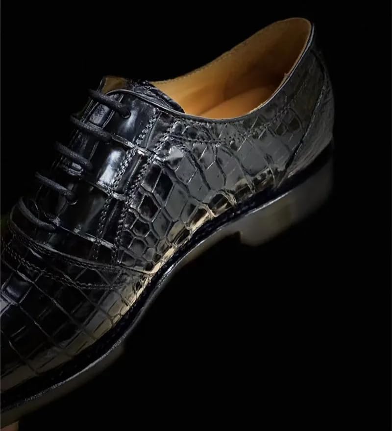 Authentic Crocodile Belly Skin Handmade Businessmen Dress Oxfords Genuine Alligator Leather Square Toe Male Lace-up Formal Shoes2