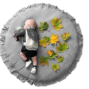 Wallfire Baby speelmat rond 41 inch speelmat Kruipende mat Zacht katoen Baby speelmat Deken Vloer Fun Gym speelmat (grijs)