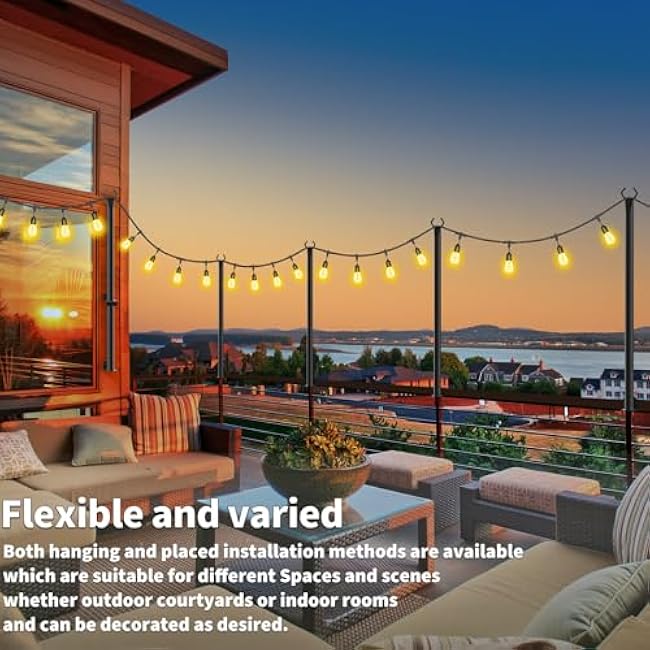 AILBTON 4 Pack 5Ft String Light Poles,Light Poles for Outside String Lights,Outdoor Light Poles with Fence Bracket,Metal Pole Stand for Patio,Backyard,Deck