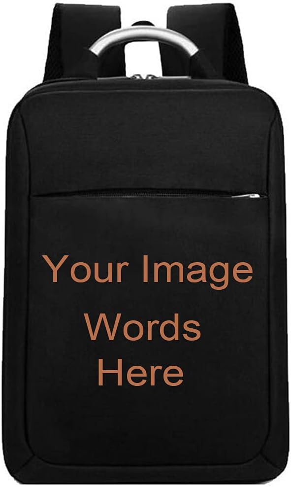 Custom Backpack Laptop Stylish Personalized Back Pack for Women Men (Black)