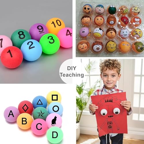 JEONDFG 60 Stück Tischtennisbälle, 40 mm bunte Tischtennisbälle, lustige Ping-Pong-Bälle, langlebig, bunt, Tischtennisball für Erwachsene und Kinder