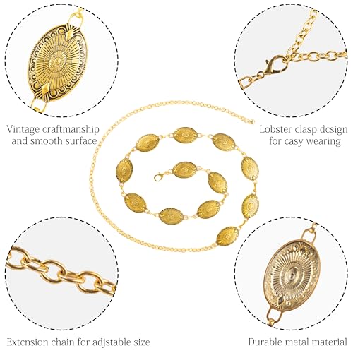 Western Sliver Chain Belt for Women - Concho Link Chain Western Cowgirl Belts for Jeans Dresses3