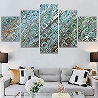 SIGNWIN 5 Panel Canvas Wall Art Modern Art Abstract Contemporary Edgy Mixed Media Multicolor Patterns for Home Decorations Ready to Hang - 60