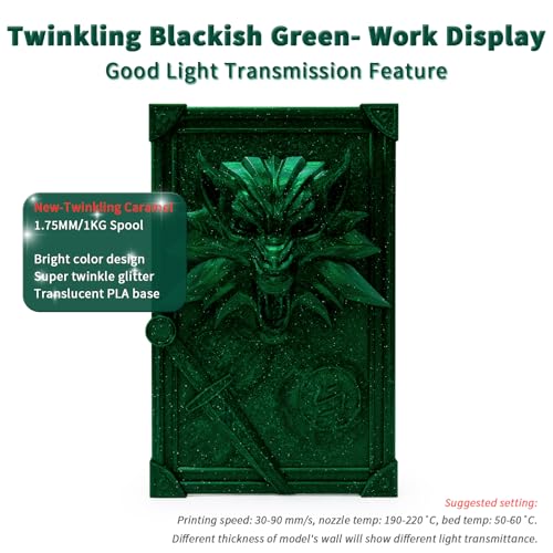 Image of ZIRO Shiny Sparkle Glitter with Transluent Base PLA, Twinkling Black Green | Fit for Most FDM 3D Printer, 1.75mm 1KG Spool, Dimensional Accuracy + /-0.03mm, Colorful PLA FilamenT