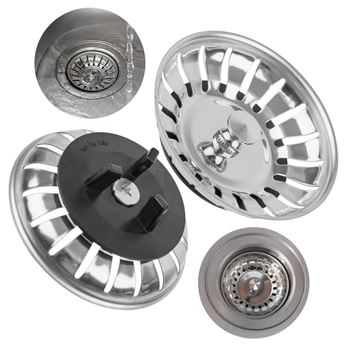 Cesto colador de Fregadero, 1 pz, Ø 79,3 mm, Compatible con sifón IKEA ATLANT y DOMSJÖ, cesto colador con Junta de Goma de Tres Patas, Repuesto para Fregadero Atlant y Fregadero Domsjö