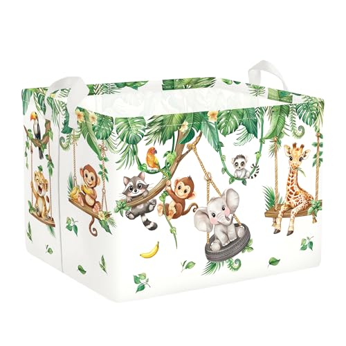Clastyle Vine Animal Baby Storage Basket Swing Kid Laundry Hamper Boy Girl Gift Toy Box Collapsible Clothes Organizer Nursery Bin for Bedroom, Giraffe...