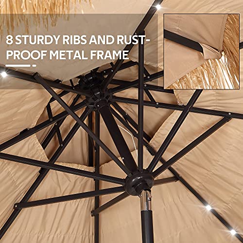Saemoza-9ft-Thatched-Patio-Tiki-Umbrella-with-Tilt-32-built-in-LED-lights-2-Tier-Hawaiian-Style-Beach-Patio-Umbrella-NO-Base