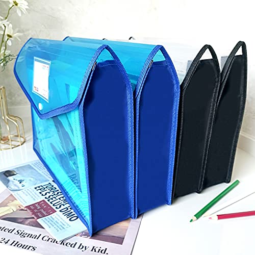 Yoeejob Plastic File Folders Legal Size Expandable Document Folder With Snap Button Closure, B4 Expanding File Wallet Envelopes Pouch With Label Pocket, 2 Packs, Black #TOP6