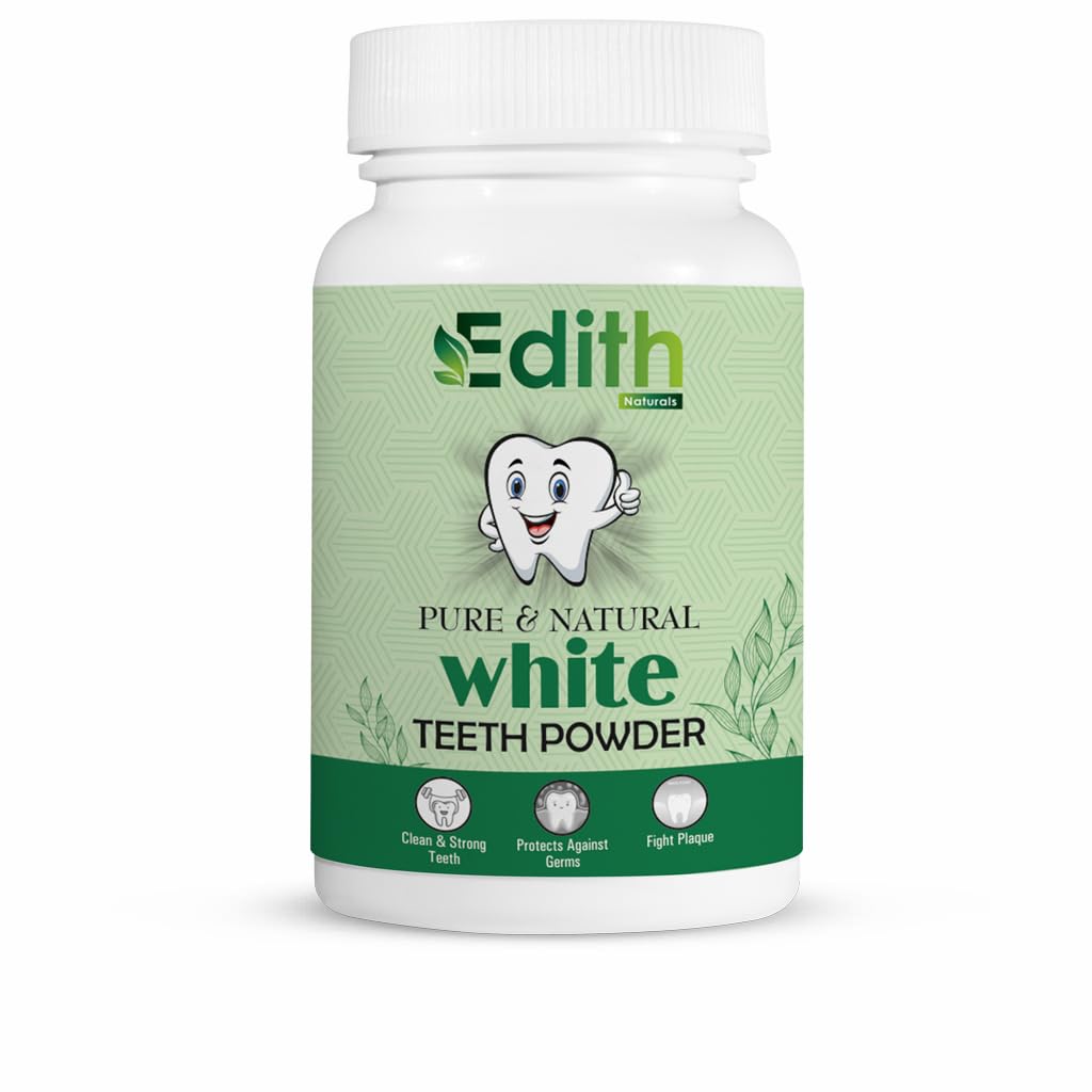 Edith Naturals Teeth Whitening Powder Removes Oldest Stains, Tartar & Plaque | Cavity Protection, Enamel Safe | Natural Mint Formula for Long Lasting Freshness | Men & Women 100g-image-24