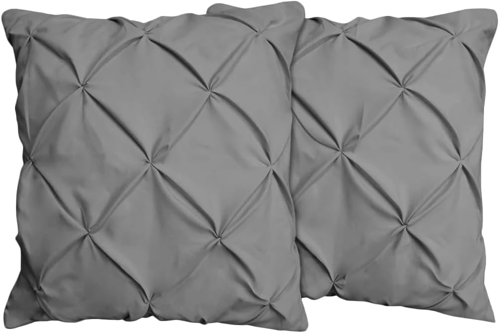 Euro Sham Covers 26x26 Set of 2 Dark Grey Pinch Pleated 600 TC 100% Egyptian Cotton Euro 26x26 Pillow Covers Cushion Cover Cases Soft Skin Friendly European Size Decorative Square Pillow Shams Dark Grey 26" x 26" (Pack of 2)
