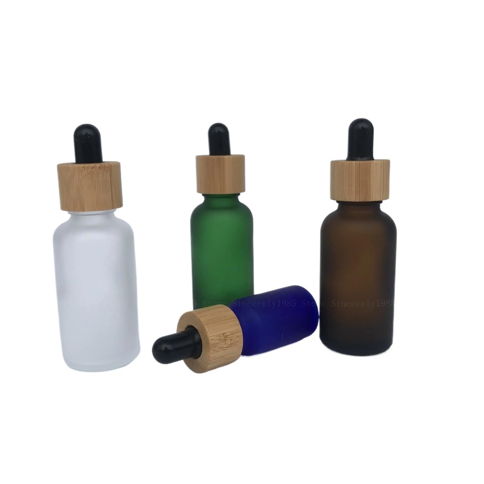 Gotero 10 Uds 5/10/15/20/30/50/100 ML botella cuentagotas esmerilada tapa pipeta botellas de gota vidrio mate grueso rellenable(Frosted Black,100ml)