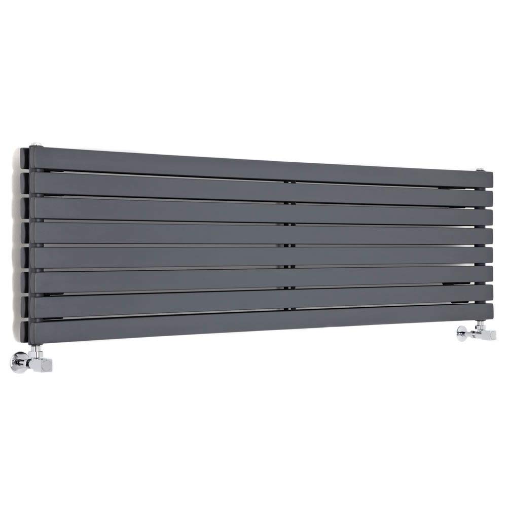 Milano Anthracite Capri Horizontal Double Flat Panel Radiator - 472Mm X 1790Mm