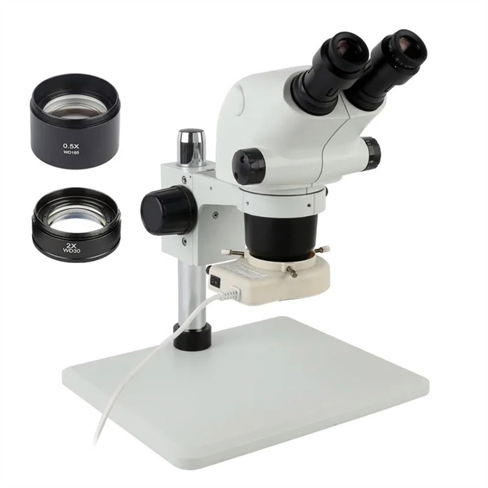 Microscope 6.5X-65X 3.25X-130X Zoom Stereo Microscope Binocular Microscope + 0.5X 2.0X 1X Auxiliary Lens Suitable for LAB Phone PCB Soldering(3.25X-65X)