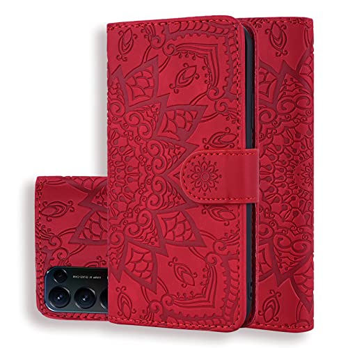 Vkooer Funda para OPPO Find X3 Lite 5G Carcasa con Tapa Cuero PU Flip Case Móvil Cartera Magnético Cover con Función de Soporte Ranura para Tarjetas, para OPPO Find X3 Lite 5G, Rojo Cover
