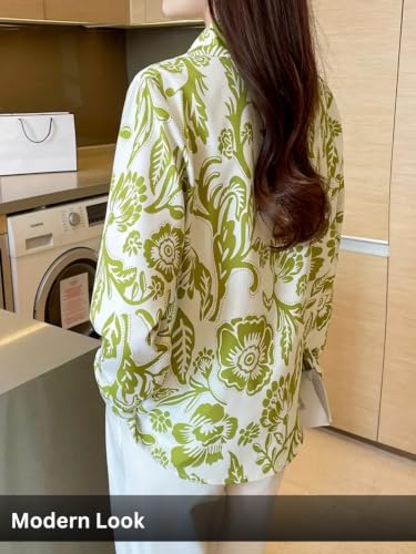 Image of Leriya Fashion Shirt for Women S-3XL | Abstract Printed Crepe Full Sleeve Shirt Collared Silhouette | Office Wear Tops for Women, Western Shirt for Women & Stylish Tops for Women Smart-Casual Styling