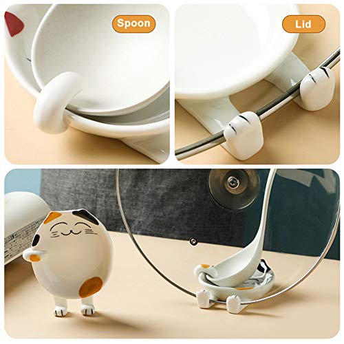 image for Jokooan Cute Cat Multifunction Ceramic Spoon Rest for Kitchen, Cooking