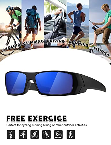 Image of Polarized Sunglasses Men Womens Trendy Retro Sports Rectangular Wrap Around Vintage Shot Shield