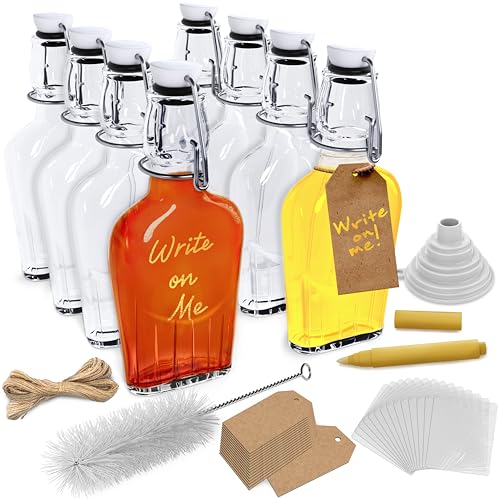 Nevlers 8.5 Oz Glass Flask for Women & Men 8 Pack Hidden Flask for Men