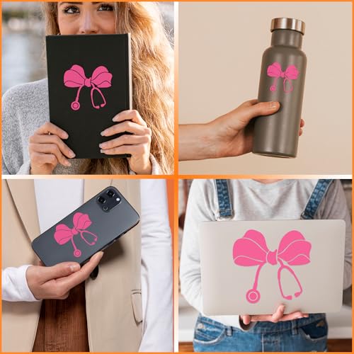 Image of Set 2Pcs Nursing Stethoscope Pink Bow Rearview Mirror Decal Funny Nurse Doctors, Medical Health Decals, Water Bottle Laptop Window Stickers, Vinyl Waterproof 2x1,8 Inches Car Decals