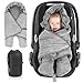 Zamboo Manta envolvente bebé con pies, capucha y bolsa - Primavera - Otoño/Arrullo para sillas Grupo 0+(se adapta a Maxi-Cosi/Cybex/Römer) y cochecitos - Gris