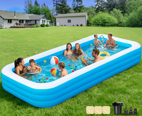 Large Inflatable Pool with Pump, 165' x 76' x 22' Oversized Thickened Blow Up Pools for Adults, Family Swimming Pool for Backyard, Outdoor, and Summer Water Party