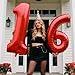 40 Inch Giant Red Number 1 Balloons Foil Large 1 Number Balloons,Number 1 Digital 1 Helium Balloons 10 11 21st Numbers Birthday Decorations for Parties, Anniversaries Supplies Decorations