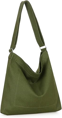 Miniatura 7 de Covelin - Bolso de hombro de lona para mujer, clásico, informal, estilo bohemio, bolso de mano o cruzado, tamaño grande