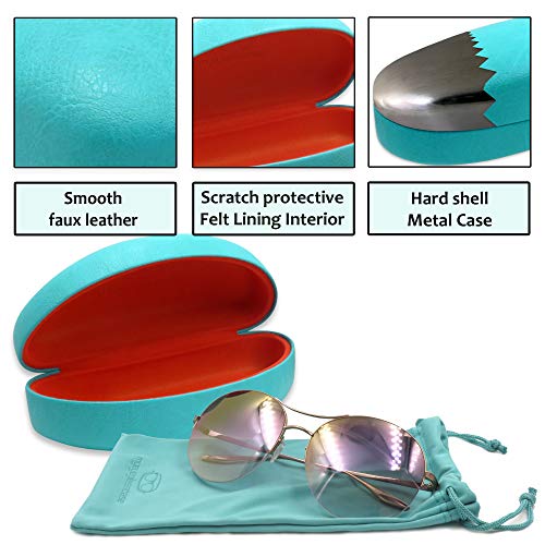 Image of MyEyeglassCase - Large Sunglasses Case - Glasses Holder with Pouch & Cloth - Eyeglass Hard shell Medium - Extra Large frames