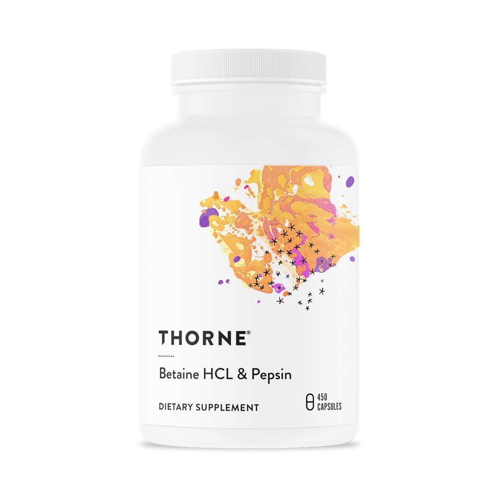 Thorne Research - Betaine HCL and Pepsin - Digestive Enzymes for Protein Breakdown and Absorption - 450 Capsules