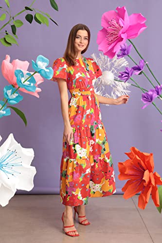 Image of Maggy London Women's Maggy London Women's Dresses Stretch Cotton Poplin Tiered Maxi