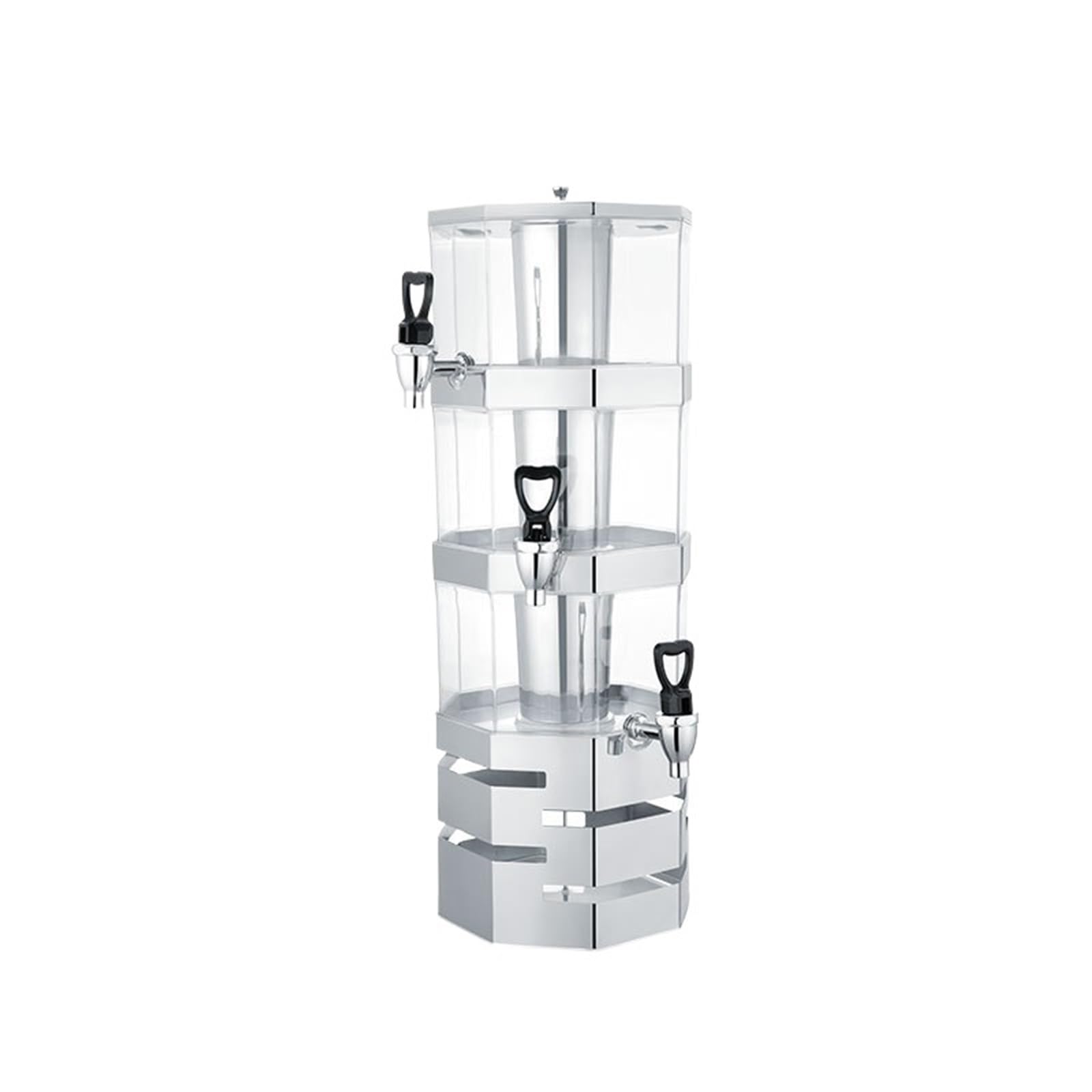 ASerZenith Juice Dispenser 4L Drink Dispenser For Parties Plastic Beverage Container With Stand For Juice Lemonade Clear With Spigot Ice Chamber(Silver-3F)
