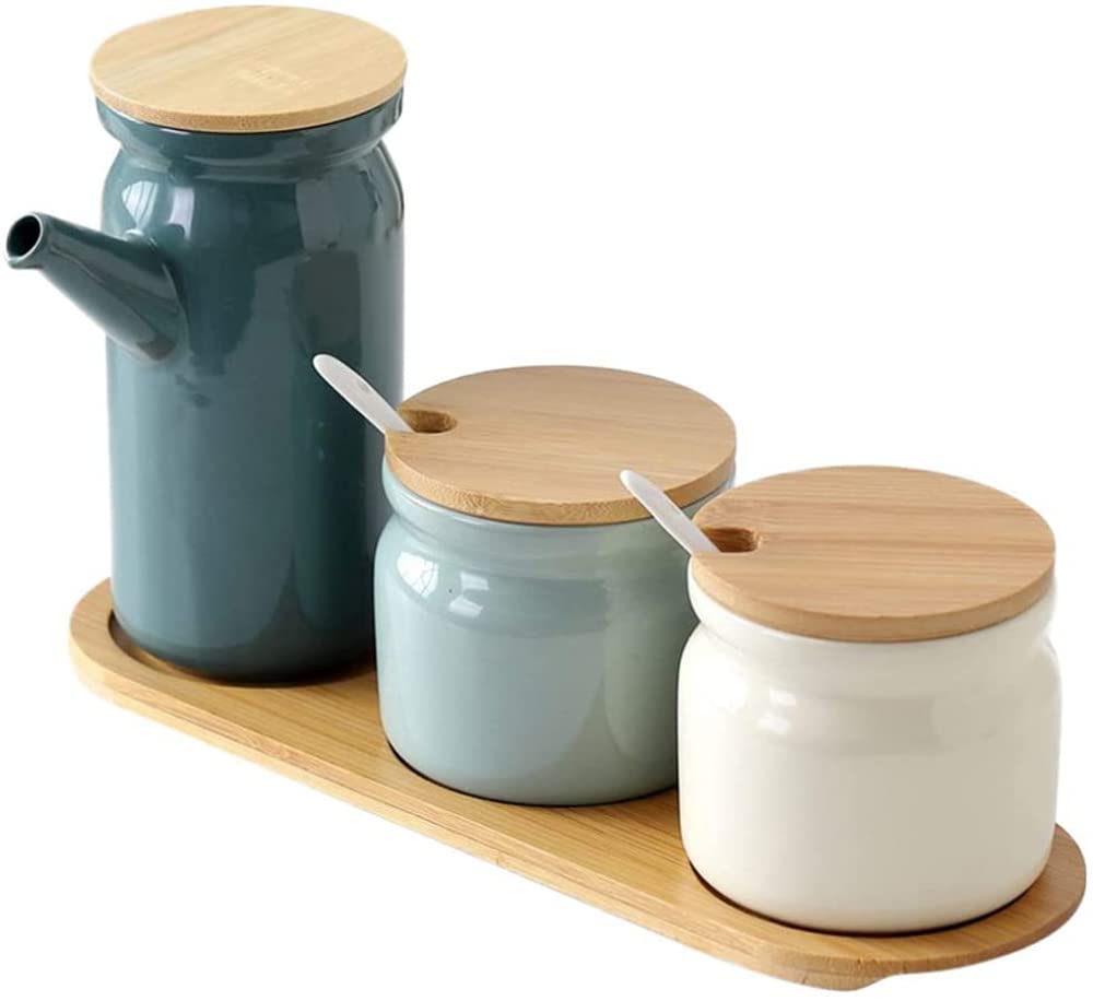 VHJdtE Seasoning jars, Creative Nordic Style Ceramic Seasoning JarsSet Spice Sugar Oil Pot