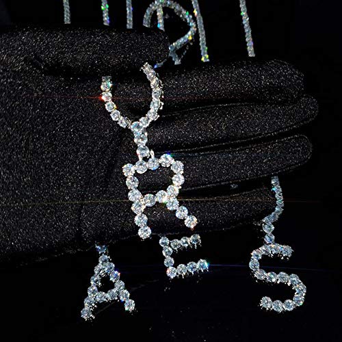 A Initial Necklace Silver Tennis Necklaces For Women Tennis Chain Custom Name Necklace Bling Cz Personalized Letter Necklace Women Men #TOP3
