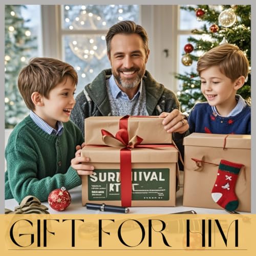 Survival Kit,13 in 1 Survival Gear and Equipment, for Dad, First Aid Kit with Survival Bracelets Emergency Blanket Tactical Flashlight for Camping Adventures - Image 6